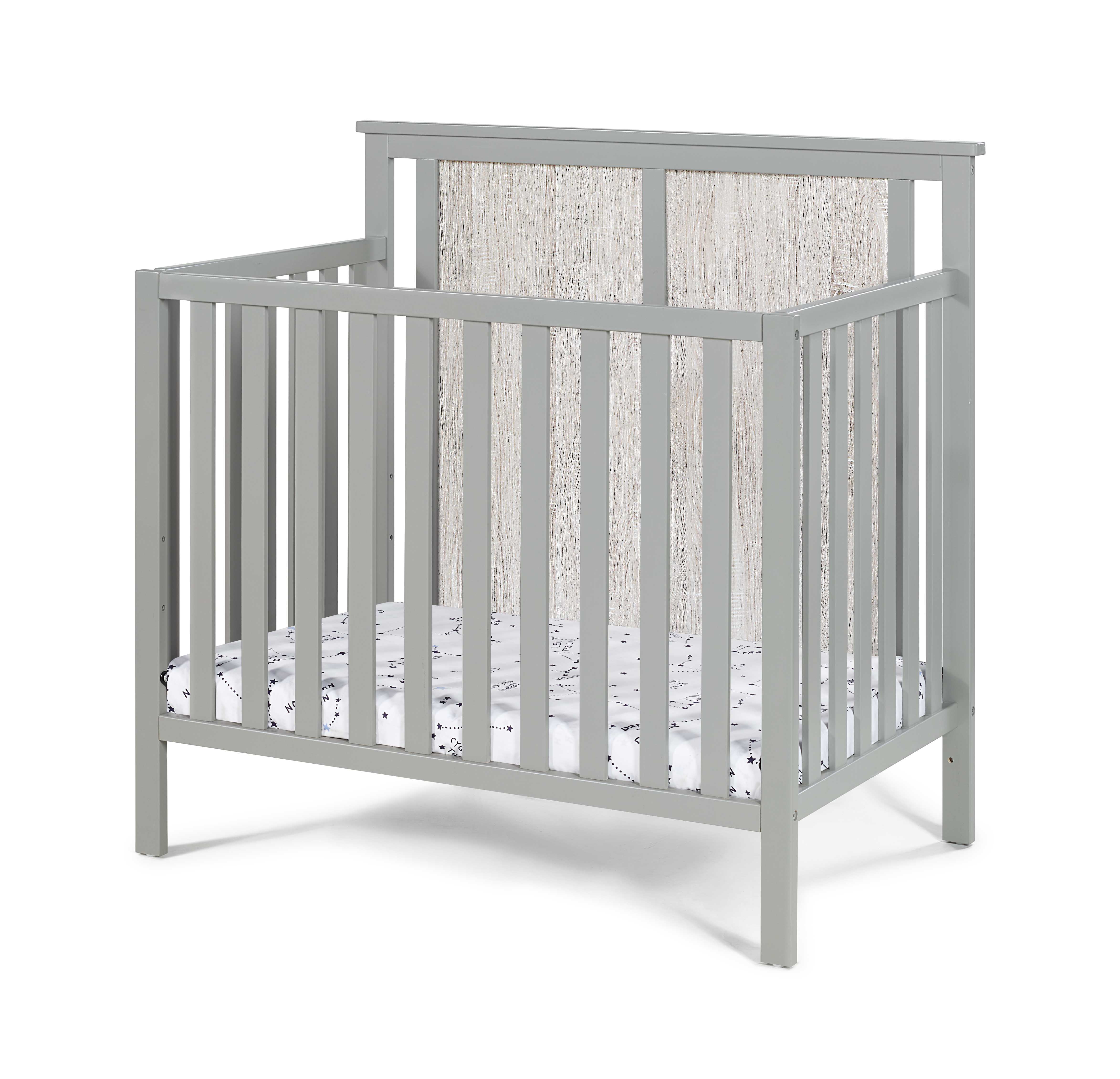 Suite Bebe Connelly Mini Crib with Mattress Pad, Gray & Rockport Gray