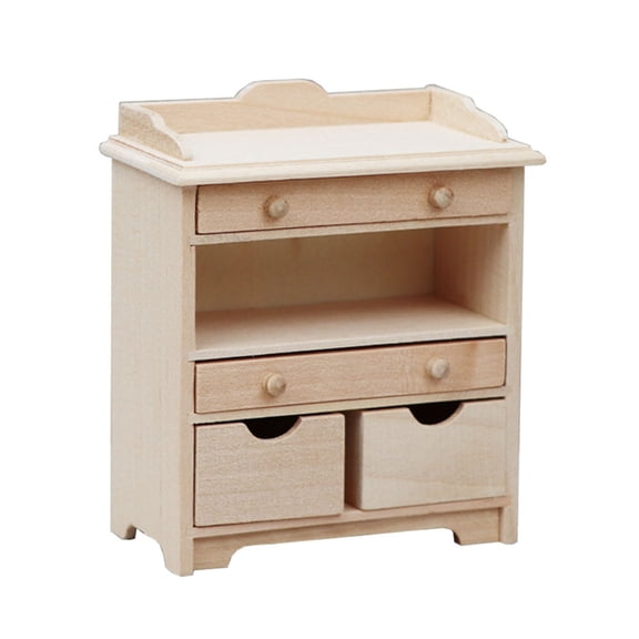 Sinyiin Miniature Unpainted Wooden Cabinet For 1:12 Dollhouses Model Realistic Bookshelf