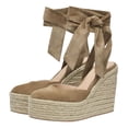 thumbnail image 3 of YDN Women Round Toe Ankle Wrap Espadrilles Sandals Platform Wedge High Heels Pumps Comfortable Date Dressy Shoes Size 7 Brown, 3 of 5