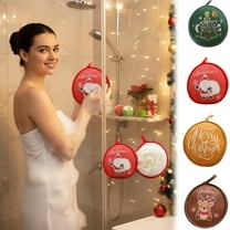 KOYPTL Christmas Shower Loofah for Kids Adults,2 in 1 Double Sides Christmas Bath Sponges Mesh Balls for Wash Xmas Bathroom Decoration,Cleaning Bathing Accessory,Gift for Christmas Stocking Stuffers