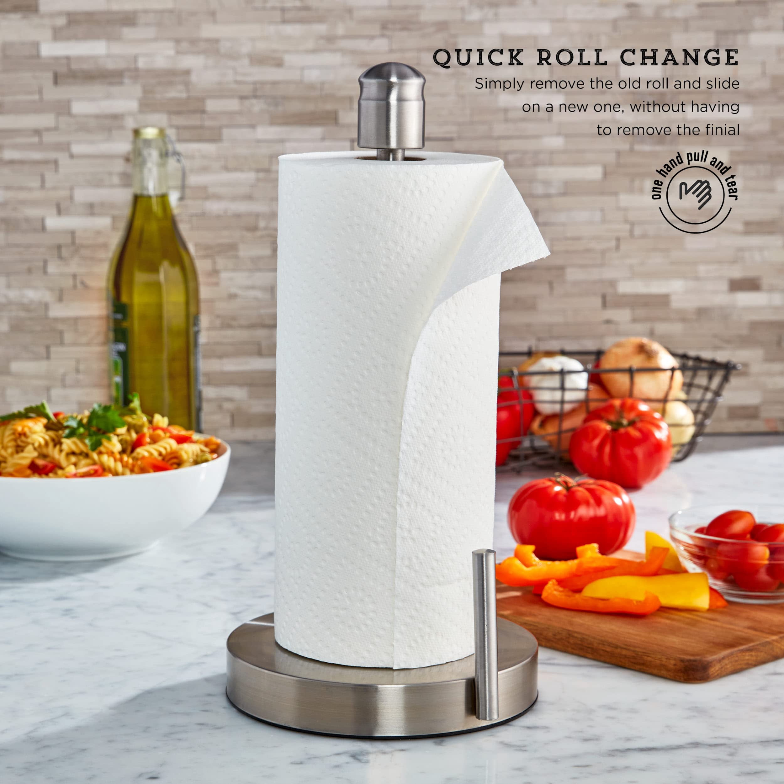 Perfect Tear Paper Towel Holder  13-inch Silver