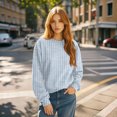 thumbnail image 2 of Holzkary Oversized Sweatshirt for Women Ladies Loose Large Long Sleeved T Shirt Printed Sweater Loose Fit Casual Long Sleeve Sweatshirt Comfy Fall Winter Outfits Clothes 2025 Fashion Sky Blue M, 2 of 7
