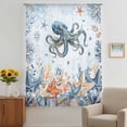 thumbnail image 2 of Octopus Coastal Sheer Curtains 63 Inches Long, Summer Beach Coral Starfish Blue Ombre Light Filering Curtains, Breathable Simi Curtain Privacy Drapes for Living Room Bedroom Window Treatment, 2 of 8