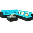 thumbnail image 4 of Patiojoy 7-Piece Patio PE Rattan Sectional Sofa Furniture Set Wicker Sofa Conversation Set Turquoise, 4 of 8