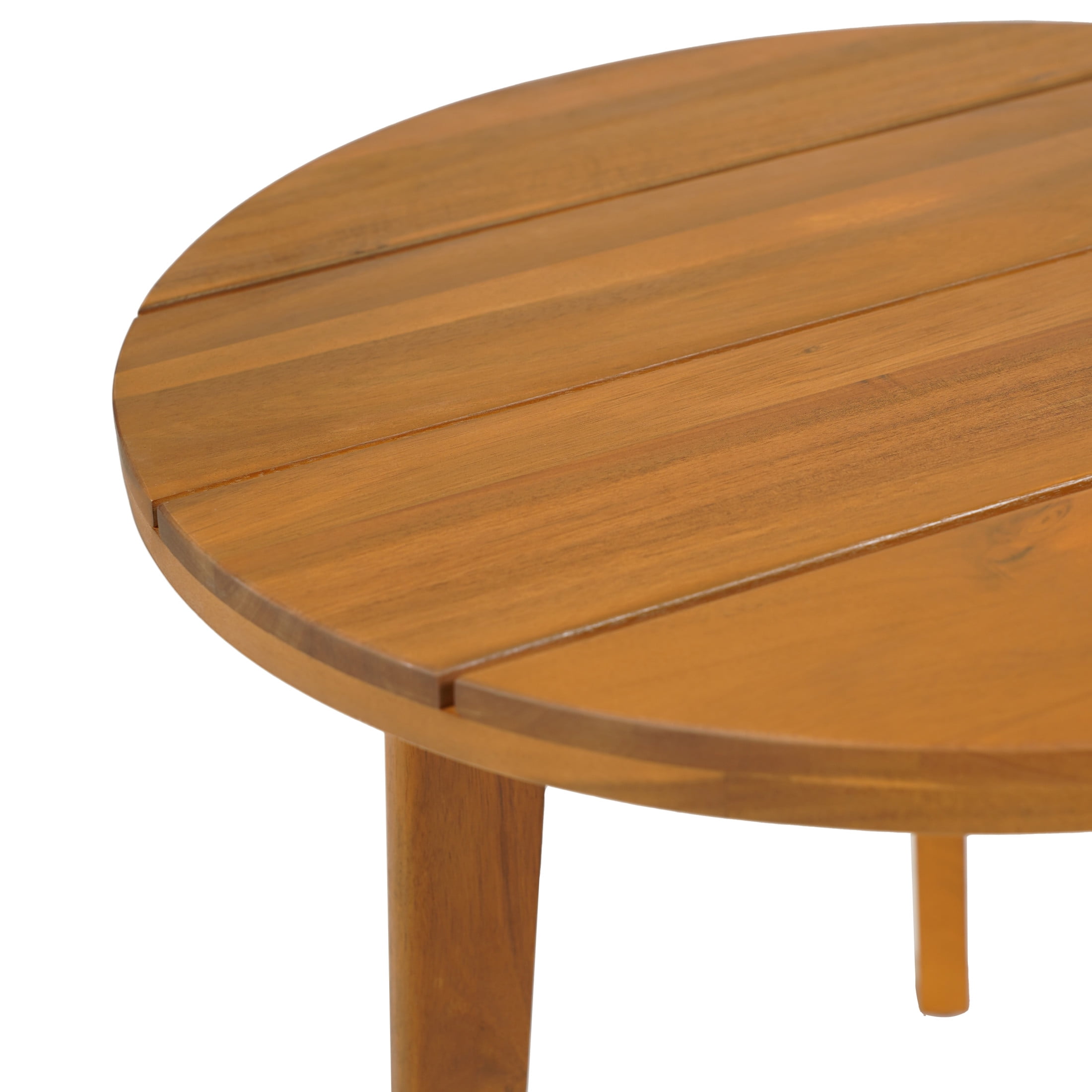 Christopher Knight Home Round Outdoor End Table with Slatted Top, Acacia Wood Frame, Patio Side Table, Teak