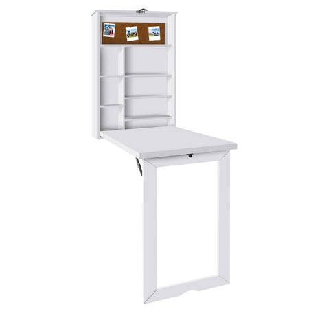 Foldable Wall Desk Computer Desktop With Shelves Storage Fold Out Foldable Wall Desk Computer Desktop With Shelves Storage Fold Out Convertible Mount Study Writing