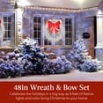 thumbnail image 2 of Best Choice Products 48in Pre-Lit Outdoor Christmas Wreath, LED Metal Holiday Decor w/ 140 Lights, Bow - Silver/Red, 2 of 7