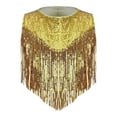 thumbnail image 6 of YiZYiF Girls 2Pcs Metallic Gloss Disco Dance Outfit Sequins Fringed Top with Split Bell Bottom Pants Dancewear Gold 6, 6 of 7