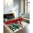 thumbnail image 4 of Red Christmas Large Area Rug 4x6ft Woven Runner Rug,Snowman Snowflake Xmas Tree Washable Living Room Bedroom Kitchen Bathroom Classroom Carpet with Tassels,Non-Shedding Indoor Outdoor Throw Door Mat, 4 of 5