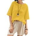 thumbnail image 4 of Women's 3/4 Sleeve Cotton Linen Jacquard Blouses Top T-Shirt, Limited Time Under 10 Dollars SA-461, 4 of 6