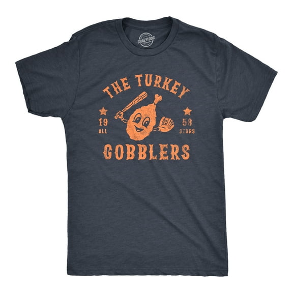 Mens The Turkey Gobblers All Stars T Shirt Funny Thanksgiving Dinner Baseball Team Tee for Guys Graphic Tees
