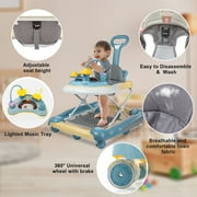 FACNOATIHN 5-in-1 Baby Walker, Musical Activity Push Walker with Detachable Awning Footrest, Adjustable Height, Green