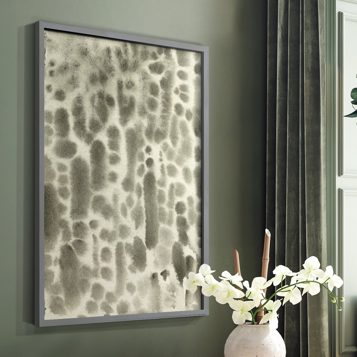 Watercolor Metric I Framed Print in Gray Solid Wood 16 x 20 Framed Print
