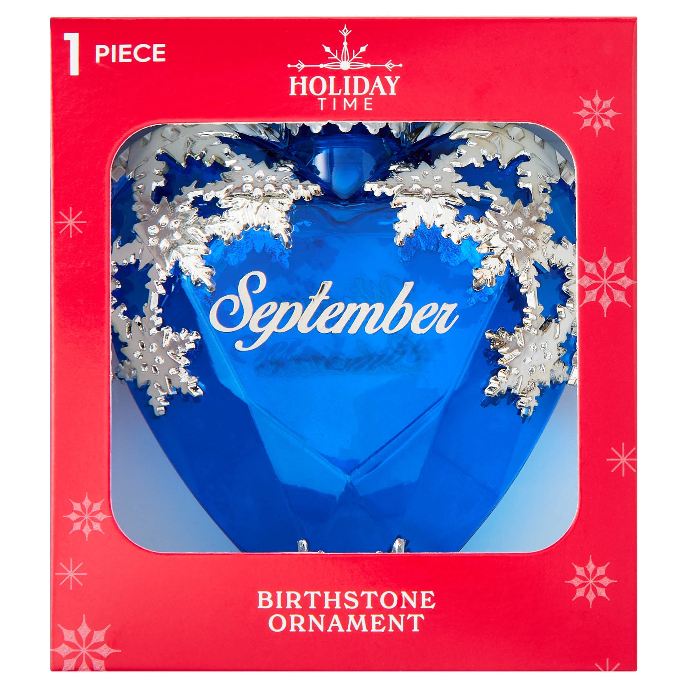 Dark Blue and Silver September Birthstone Christmas Ornament, 4.3", by Holiday Time