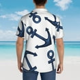 thumbnail image 4 of Honeii Navy Blue Anchor Print Men’s Hawaiian Shirt,Classic Button-Down Short Sleeve Shirt, for Beach, Vacation, and Outdoor Activities,Medium, 4 of 7