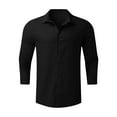 thumbnail image 4 of nerohusy Linen Long Sleeve Shirts for Men Casual Button Down Shirt Summer Beach Shirts Loose Fit Lightweight Hawaiian Vacation Tops Black,M, 4 of 5