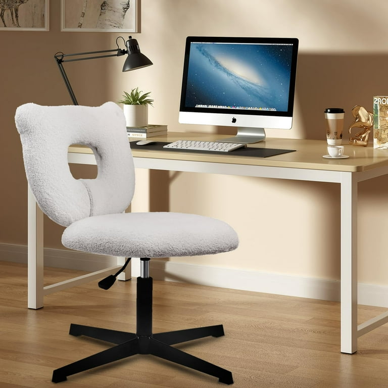 CLATINA Armless Small Fabric Office Desk Chair, Ergonomic Modern