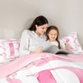 thumbnail image 4 of Erosebridal Girls Bowknot Personalized Queen Comforter Set,Pink Alphabet R Print Bedding Comforter Set For Kids,Reversible pink,3 Pieces, 4 of 7