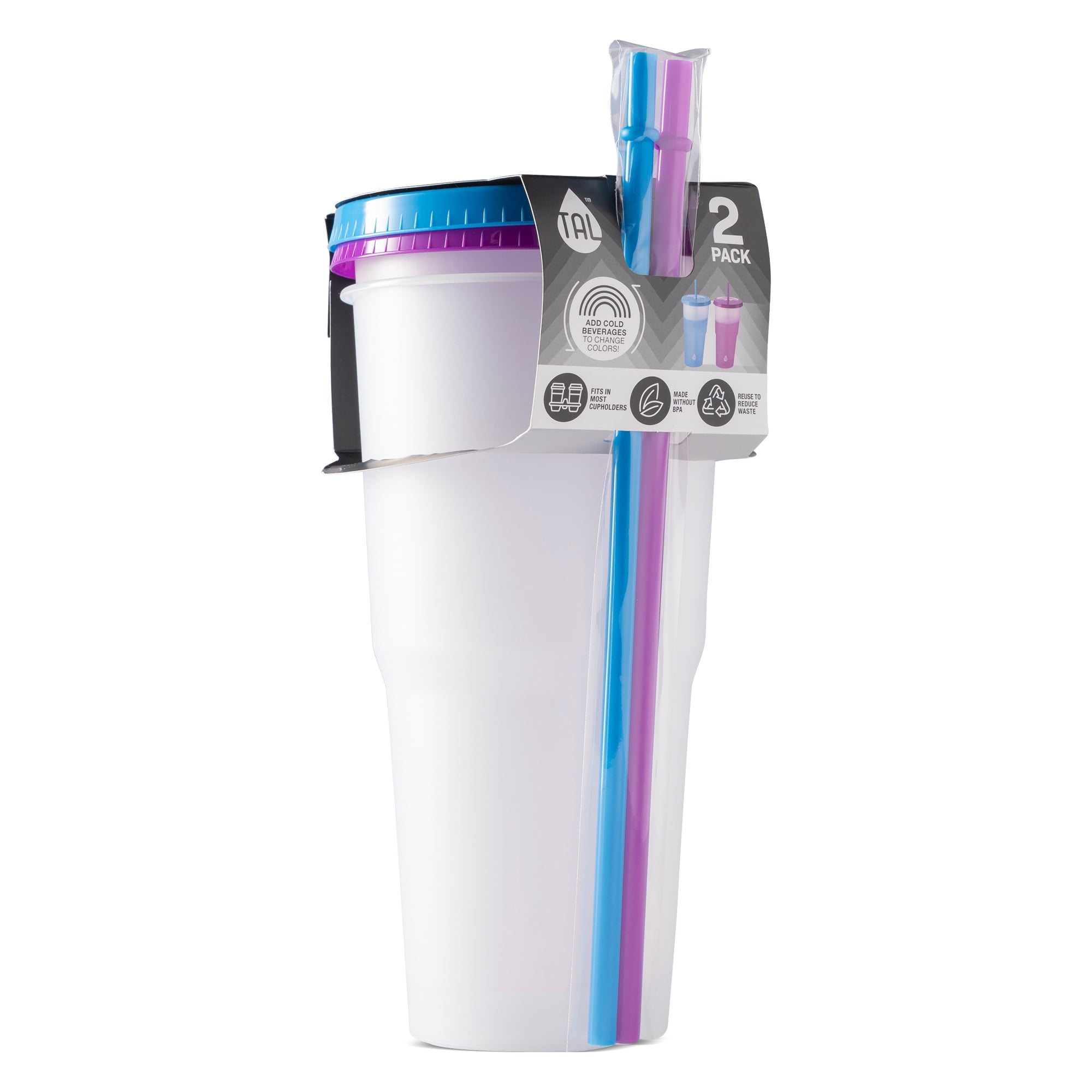(2 pack) TAL Color Changing Tumbler 40oz, 2-Pack