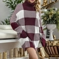 thumbnail image 5 of Vestido suéter Gibobby Navideño Mujer contraste colores a cuadros sueltos cuello otoño invierno Rojo L, 5 of 5