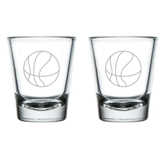 Set of 2 Shot Glasses 1.75oz Shot Glass Basketball