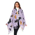 thumbnail image 3 of FORMRS Womens Scarf Winter Soft Long Big Warm Shawls Wrap Tassel Scarves, Light Purple Halloween Black Cat, 3 of 9