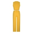 thumbnail image 5 of REORIAFEE Workout Sets for Women 2 Piece Yoga Outfits Beach Outfit Women's Casual Home Sleeveless Yoga Slim Fit Wide Leg Pants Knit Two Piece Set Yellow XXL, 5 of 8