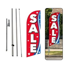 Sale Red 6FT patriotic Swooper Feather Flag Advertising Banner with Complete 8FT pole kit and Ground Spike