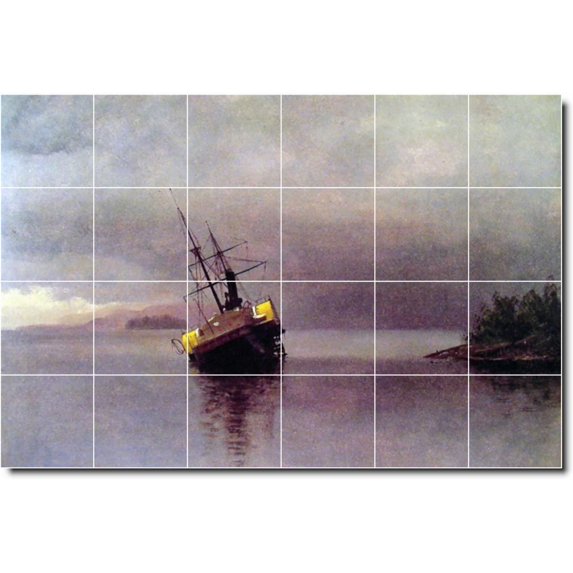 Ceramic Tile Mural-Albert Bierstadt Waterfront Painting 38. 72" w x 48" h using (24) 12 x 12 ceramic tiles