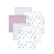 Little Treasure Hudson Baby Girls Cotton Poly Flannel Receiving Blankets 7-Pack, Purple Peacock Feather, 30x30 inches