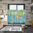 thumbnail image 4 of Coolnut World Map Kitchen Curtains 24 Inch Length Blackout Thermal Insulating Tier Curtains with Rod Pockets Short Curtains Home for Living Room/Bedroom Home Decor, 4 of 7
