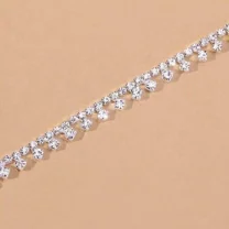 7Ct Round Cut Moissanite Women's Fancy Design Anklet 14K White Gold Plated