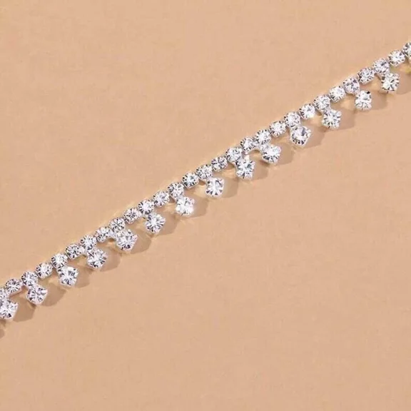 7Ct Round Cut Moissanite Women's Fancy Design Anklet 14K White Gold Plated
