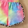 thumbnail image 5 of Baby Girl Clothes Toddler Summer Two Piece Outfit Little Girls' Leopard Print Tie Dye Two Piece Set Short Sleeve Outfit with Letter Details Cute Outfits 2Pcs for 5-6 Years, 5 of 7