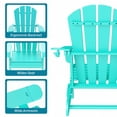 thumbnail image 2 of FURRYFECTION Folding Adirondack Chair with Cup Holder,All-Weather HDPE Outdoor Fir Pit Chairs for Patio Garden Backyard,Aqua, 2 of 9
