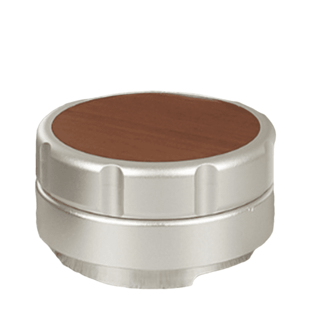 Distribuidor de Café en Polvo de Acero Inoxidable 304 con Tapa de Nogal, Nivelador de Café con Profundidad Ajustable, Apisonador Manual para Café Expreso, Color Plateado, C