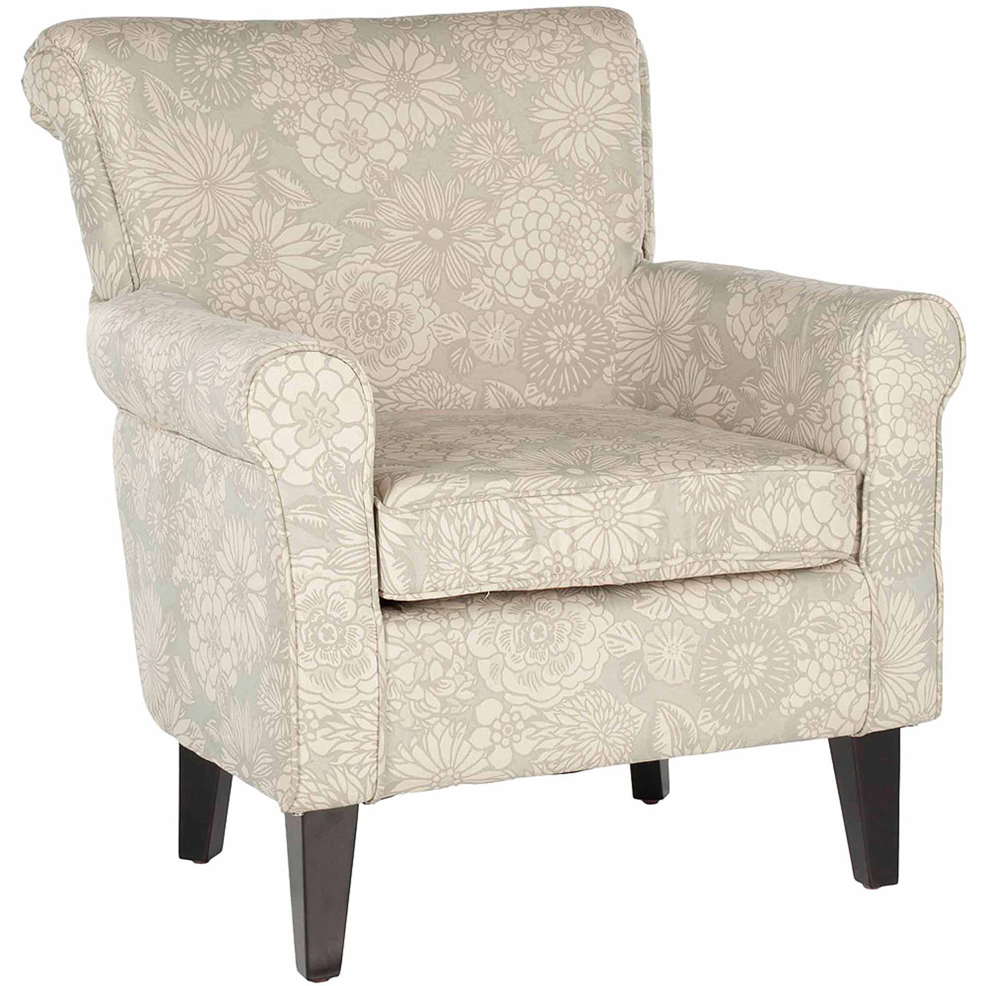 SAFAVIEH Hazina Contemporary Floral Fully Upholstered Club Chair, Espresso