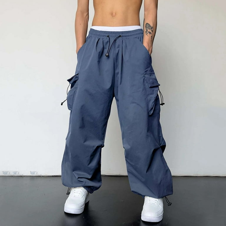 NIEWTR Men Track Parachute Pants Y2k Baggy Sweatpants
