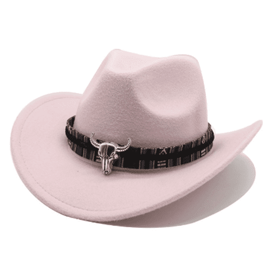 TELOLY Top Hat Western Horn Woolen Jazz Hat Fedora Hats for Men Men and Women Ethnic Style Large Brim Felt Hat Womens Hats,Pink