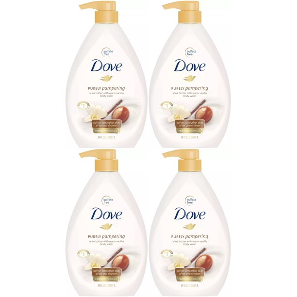 Dove Purely Pampering Shea Butter with Warm Vanilla Body Wash, 34 Ounce (Pack of 4) Walmart