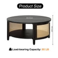 thumbnail image 7 of Cane Rattan Coffee Table,2-Tier Wood Coffee Table with Boho Woven Rattan Storage Shelf,Black, 7 of 7