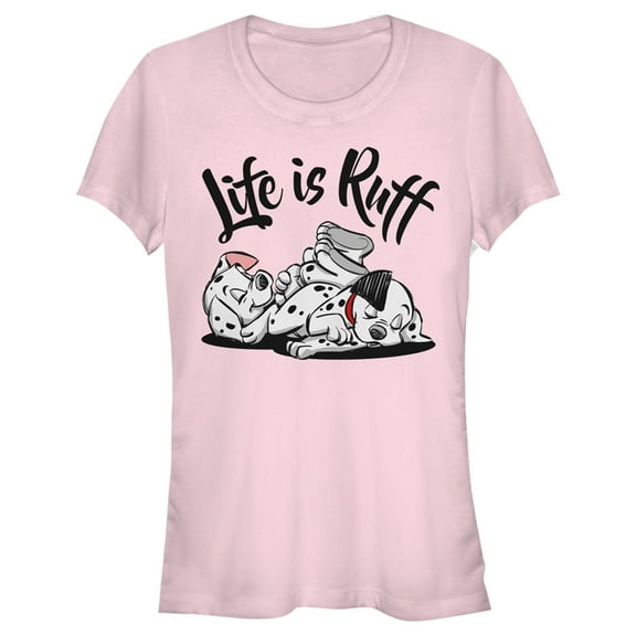 Junior's One Hundred and One Dalmatians Life is Ruff Graphic Tee Light Pink Large