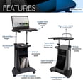thumbnail image 4 of Sit-To-Stand Rolling Adjustable Height Laptop Cart With Storage, Graphite, 4 of 8