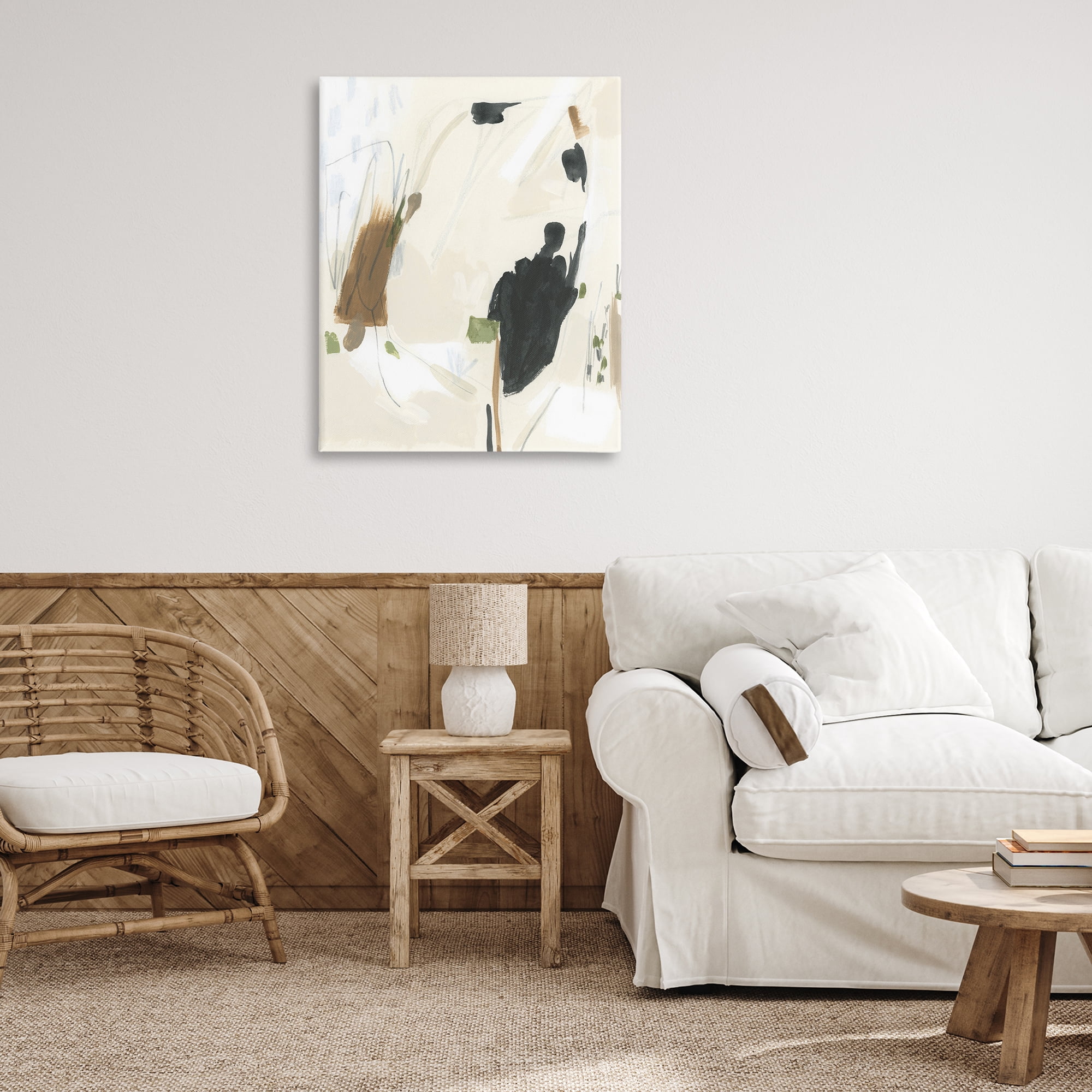 Stupell Industries Subdued Neutral Abstract Abstract Painting Gallery Wrapped Canvas Art Print Wall Art, 30 x 40
