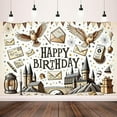 thumbnail image 2 of LUUFILx Happy Birthday Party Backdrop Magical Wizard Banner Magic Castle Owl Birthday Photography Backdrop Holiday Celebration Adults Indoor Outdoor Celebration Baptism ​, 2 of 7