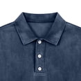 thumbnail image 4 of Puntoco Men’s Vintage Mineral Washed Long Sleeve Polo Shirt, Loose Fit Retro Collared Casual Pullover Top Navy M(M), 4 of 5