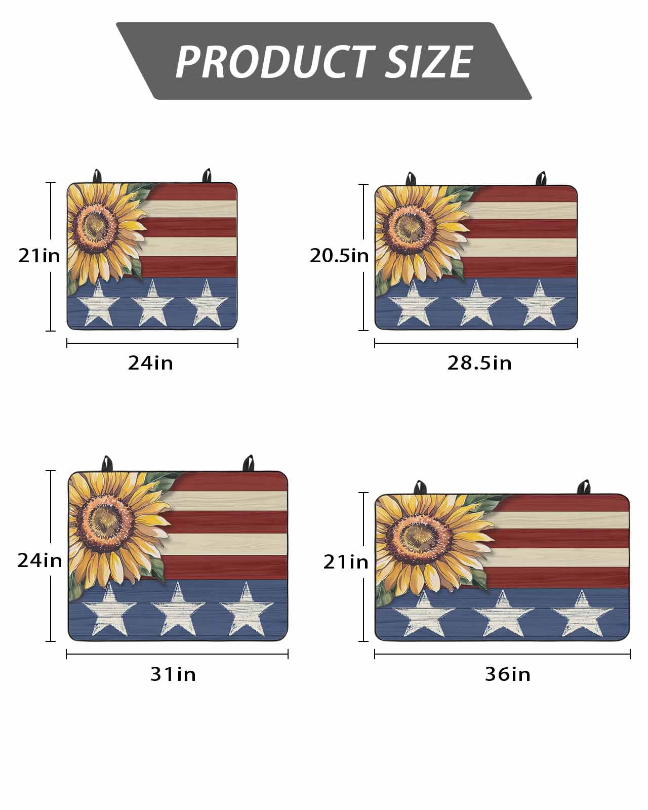 Stove Top Covers for Electric Stove, Sunflower America Flag Glass Stovetop Cover Protector, Farmhouse Retro US Flag Induction Cooktop Protector Oven Mat for Kitchen Countertop 24"x21"