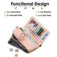 thumbnail image 2 of Egoelife Wallet Womens Zipper Large Capacity Credit Card Holder Bifold Long Purse Coin Pocket with Wristlet, 2 of 2