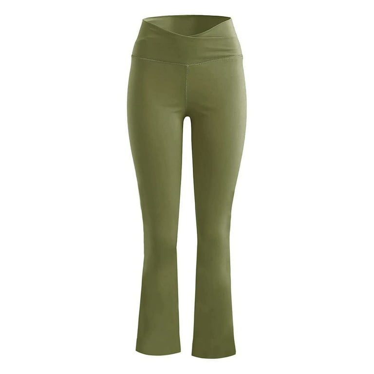 YWDJ Flare Leggings Petite Women Flare Pants High Waisted Workout Leggings  Stretch Non See Through Tummy Control Bootcut Yoga Pants Green XS