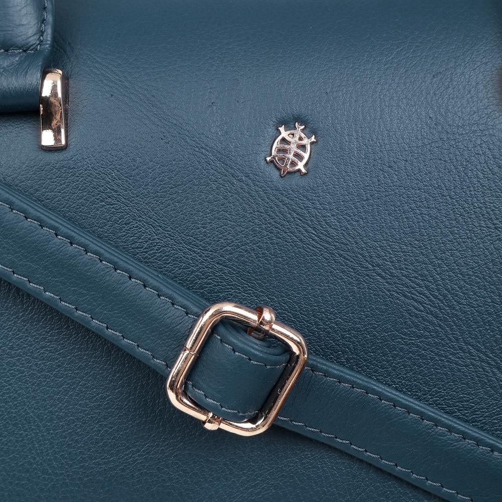 Zoey - 100% Genuine Leather Satchel Bag for women | Handbag for womens | fancy Stachel purse for women with crossbody strap | Deep Blue - By Tortoise
